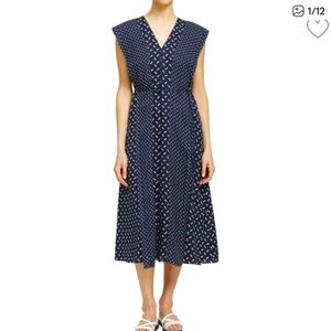 Theory Navy Blue Midi Dress with White Pattern